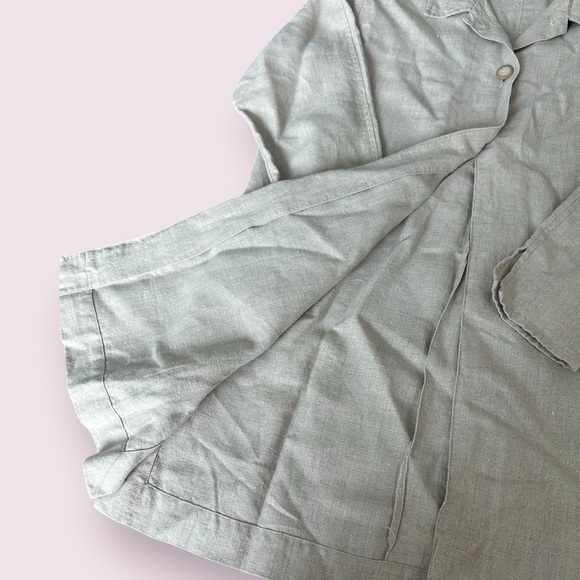 J. Jill Women’s 100% Linen Long Button Front Wheat Color Shirt Coat Size 6 Tall - Picture 7 of 14